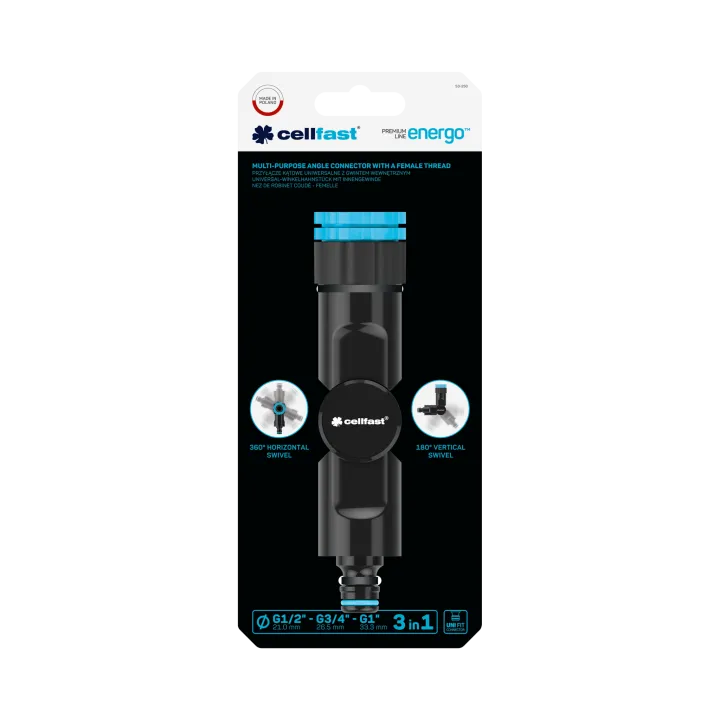NEZ DE ROBINET COUDE – FEMELLE ENERGO™ 21 – 26,5 – 33,3 mm CELLFAST - REF: SAV9400386