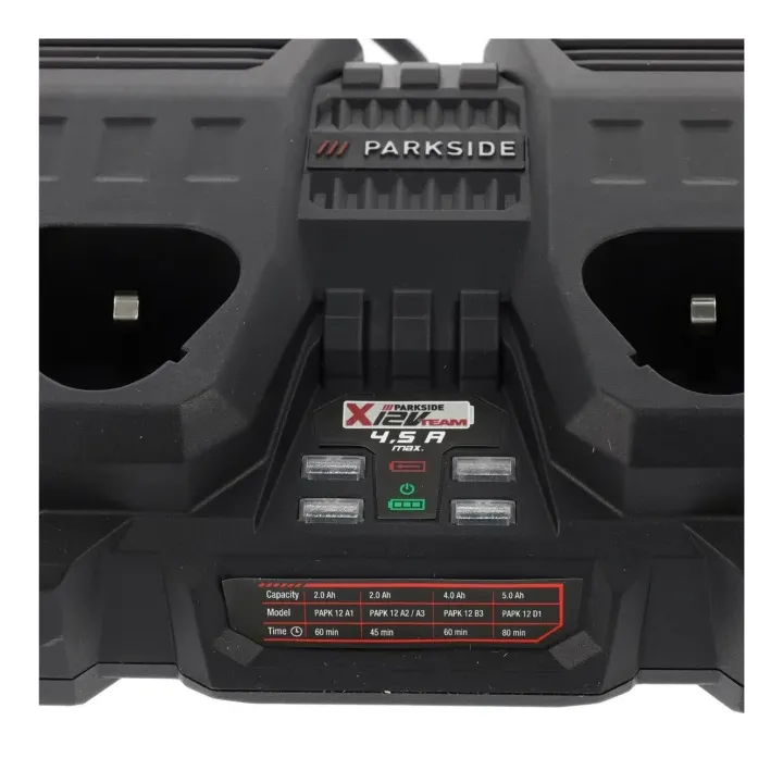 Double chargeur de batterie Parkside 12 V PDSLG 12 A2 pour les batteries de la série Parkside X 12 V Team - REF: 80001293