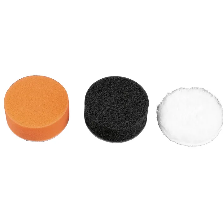 JEU DE TAMPONS DE POLISSAGE (ORANGE, NOIR, IMITATION FOURRURE) POUR POLISSEUSE DE CORRECTION PARKSIDE - REF: 91110501