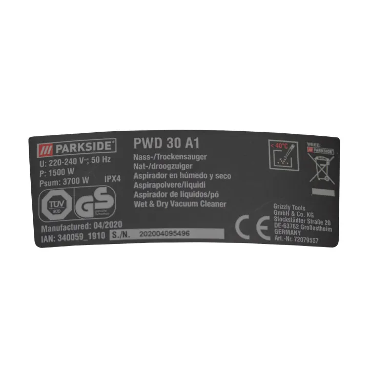 MOTEUR POUR ASPIRATEURS PARKSIDE PWD 30 A1 - REF: 72079557